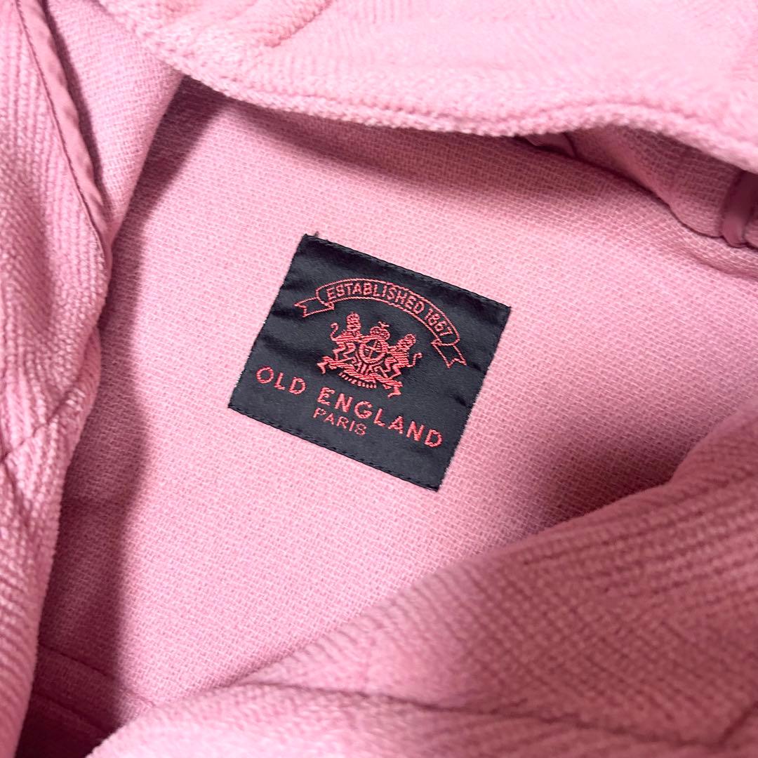 希少　オールドイングランド　ロングダッフルコート　ピンク　ヘリンボーン　ウール