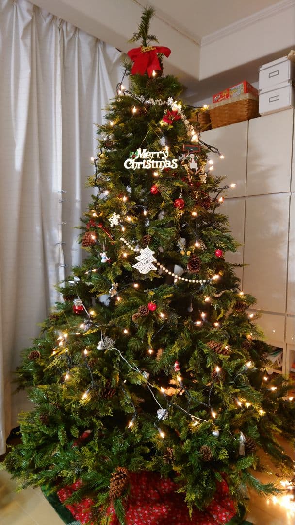 220〜240cm クリスマスツリー オーメント、電飾付き