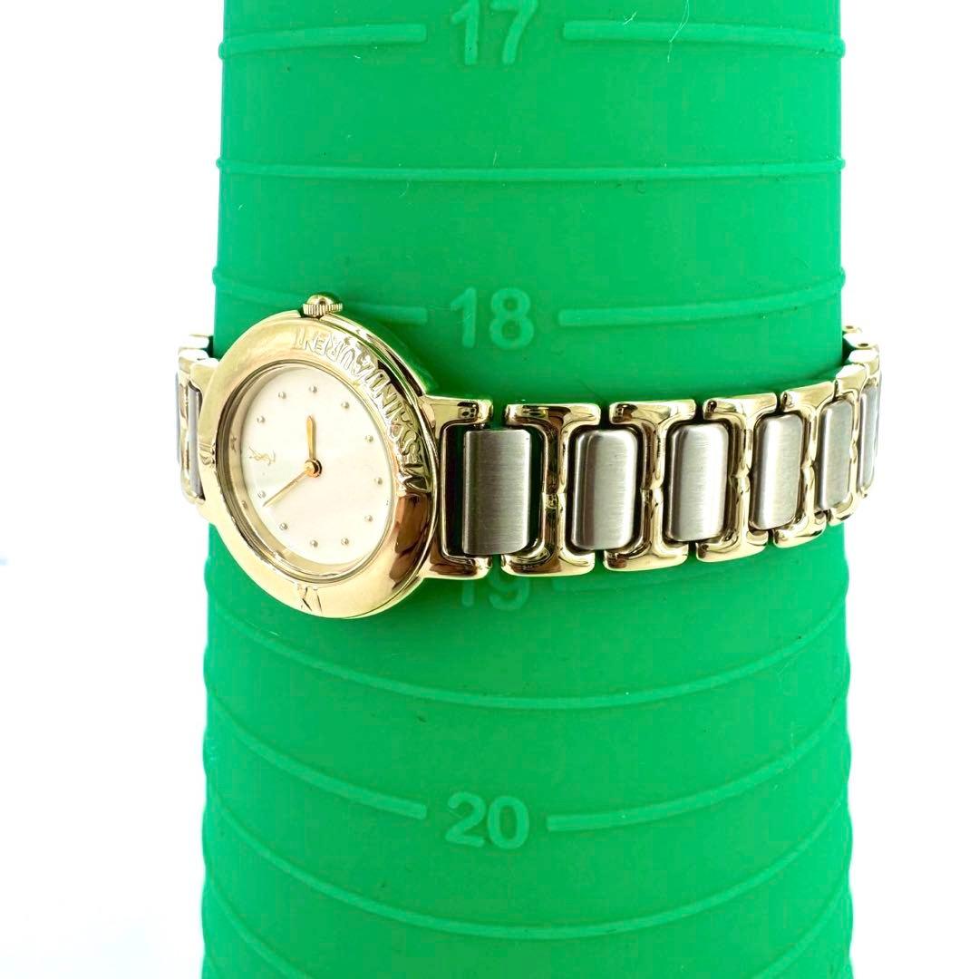 【極美品 新品電池】イヴサンローラン YSL コンビ 海外トレンド ラウンド時計