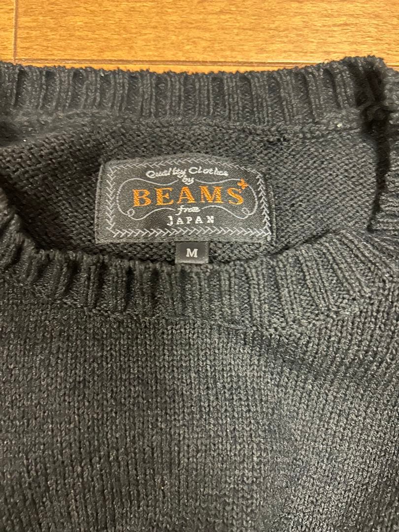 BEAMS PLUS Crew LilyYarn 7G 黒 M ニット