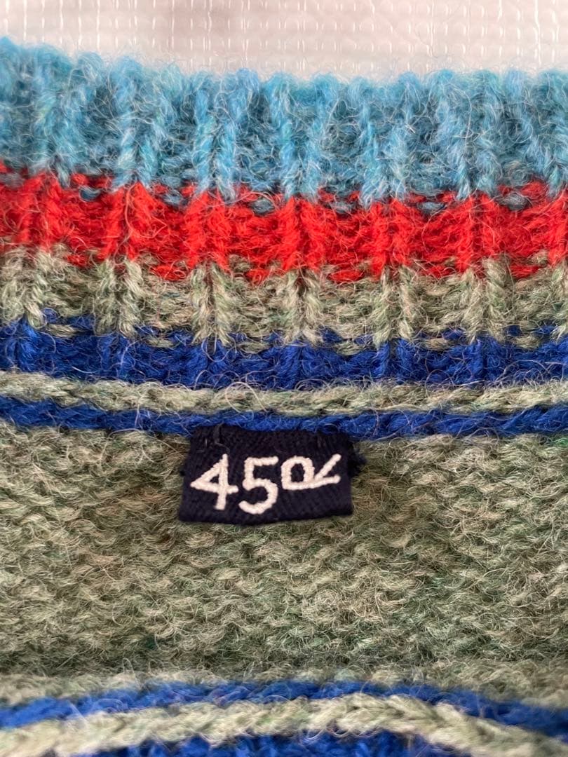 極美品【45R】春色シェットランドの ジャカードセーター