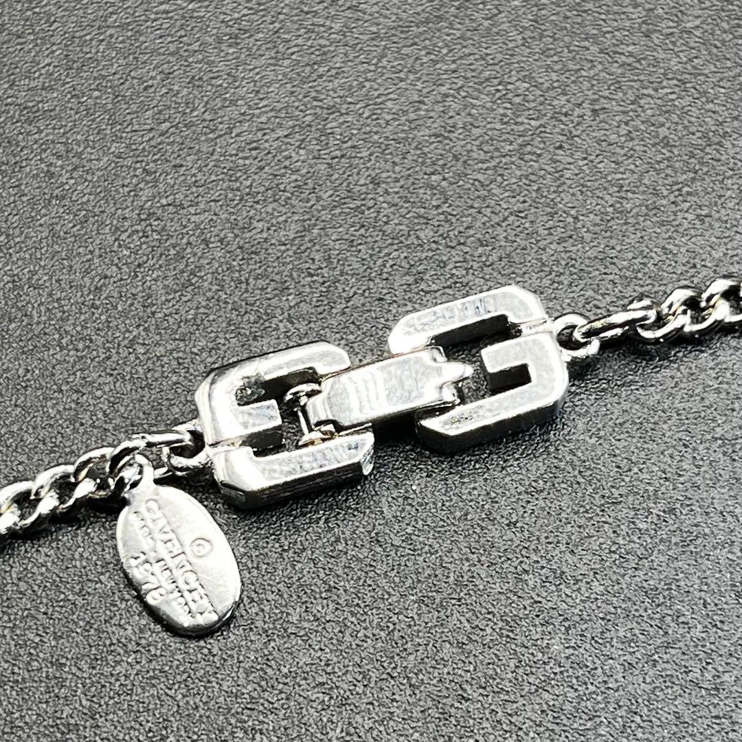 ヴィンテージ GIVENCHY ロングネックレス 74cm Gロゴ チェーン 銀