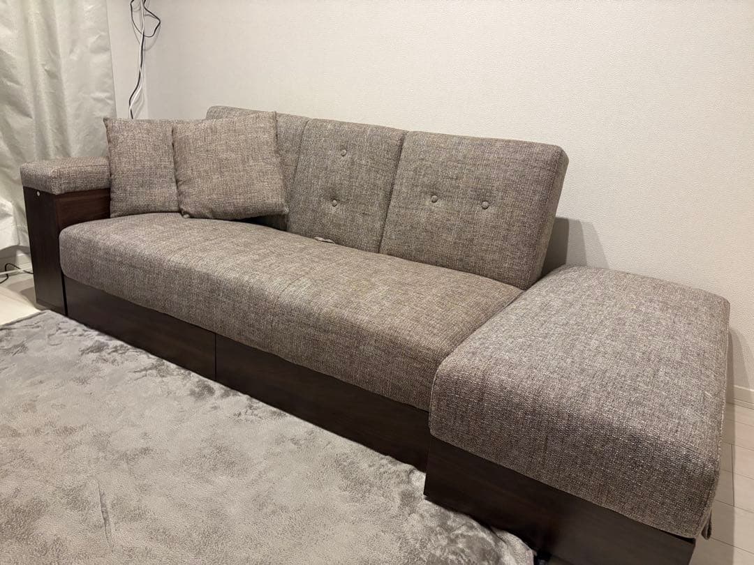 収納付き3人掛け多機能ソファ　209㌢　※オットマン別売り