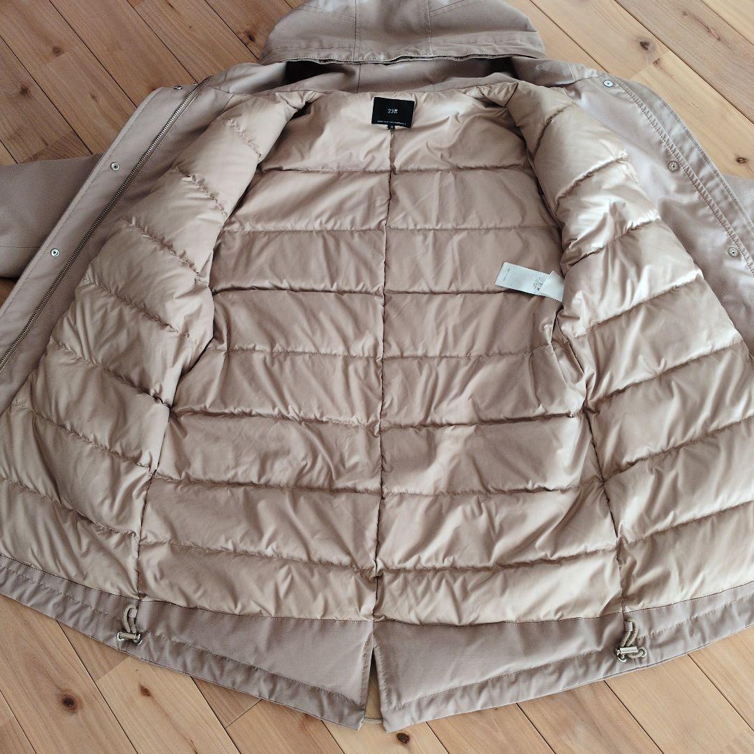23区 ミリタリー フーデット モッズ ダウン コート ベージュ M 38