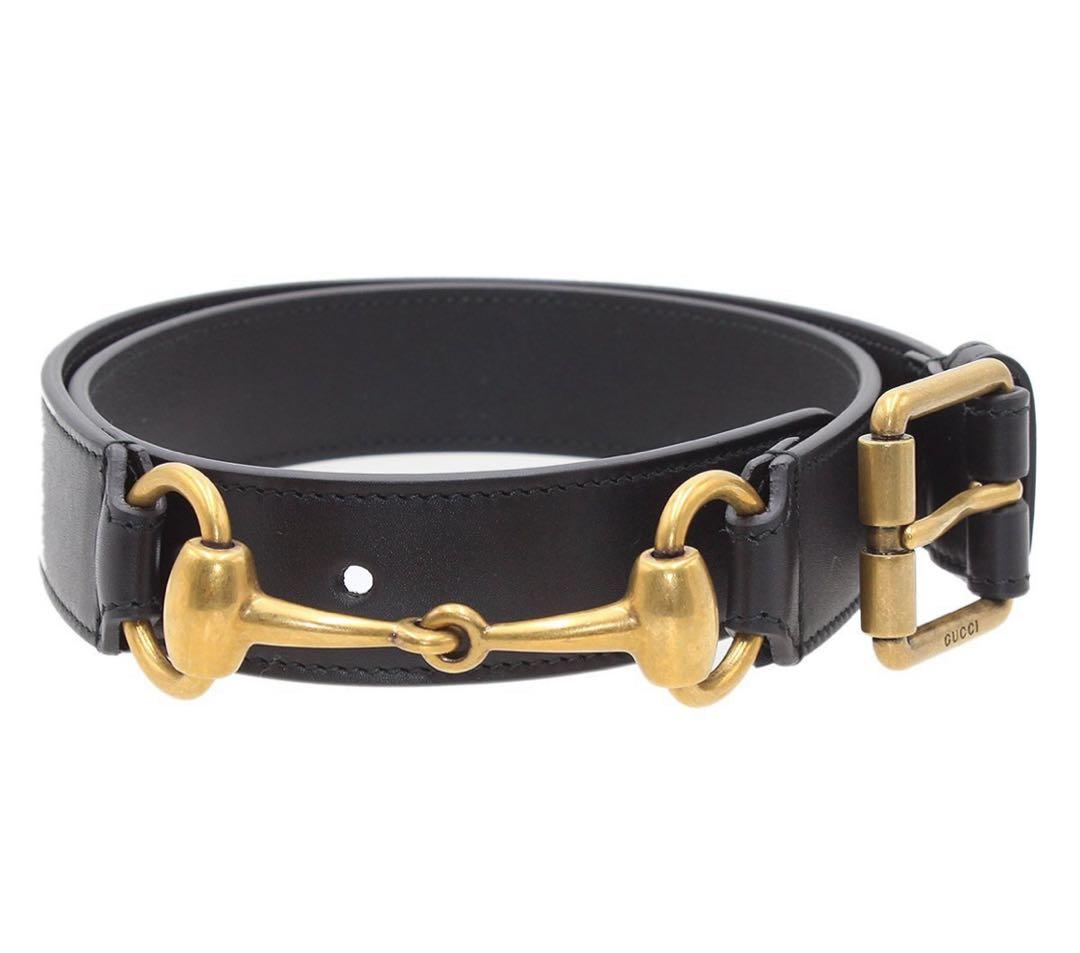 Q2787 未使用 グッチ ホースビット レザー ベルト