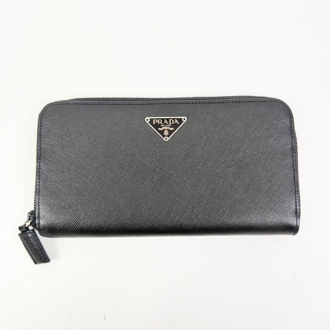 美品 PRADA サフィアーノ ラウンドファスナー 長財布 プラダ