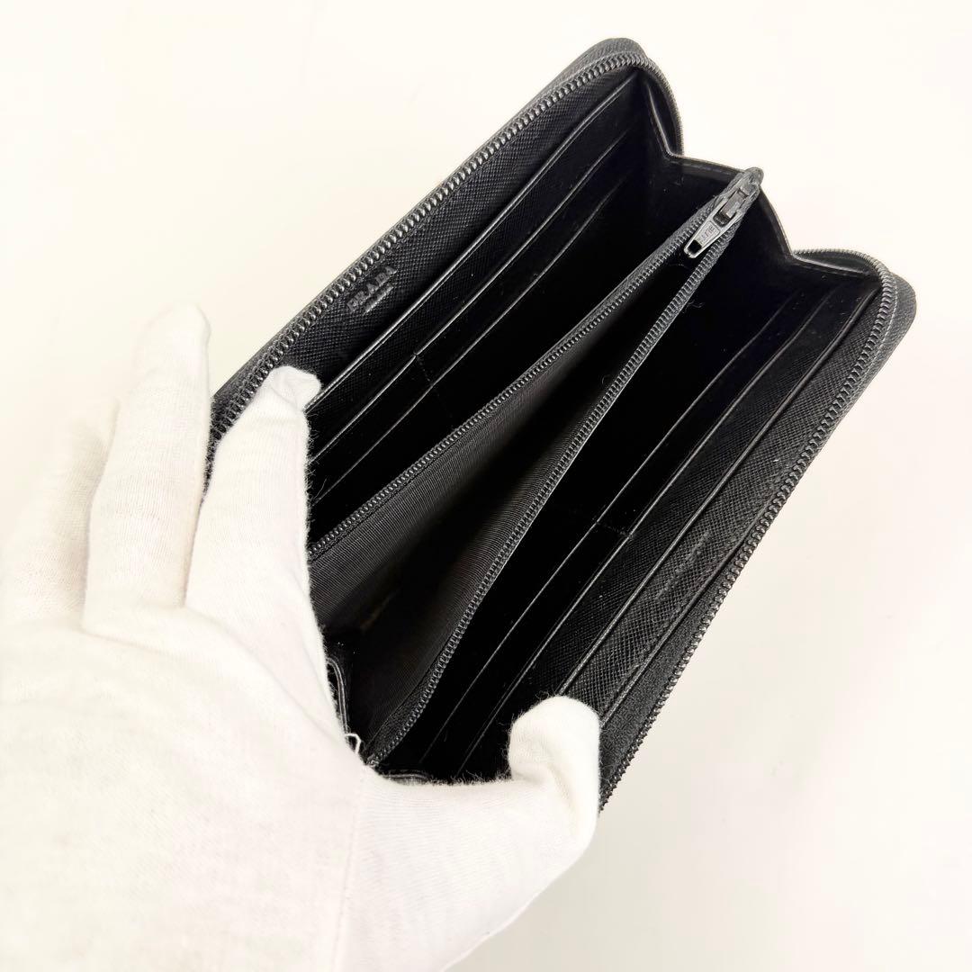 美品 PRADA サフィアーノ ラウンドファスナー 長財布 プラダ