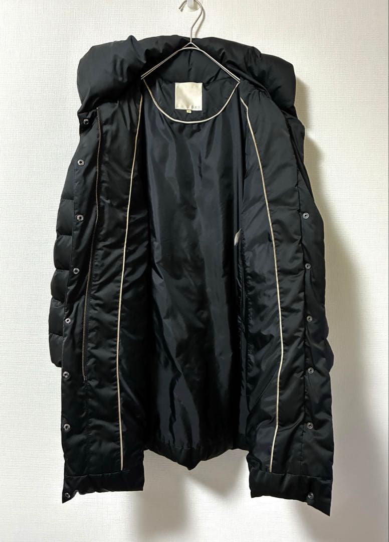 【自由区】ロングダウンコート　ショールカラー　黒　　女優襟　軽量　洗える　40