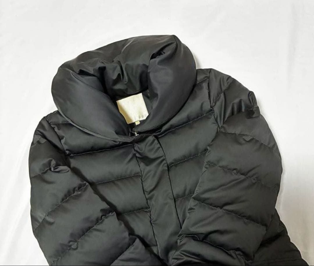 【自由区】ロングダウンコート　ショールカラー　黒　　女優襟　軽量　洗える　40