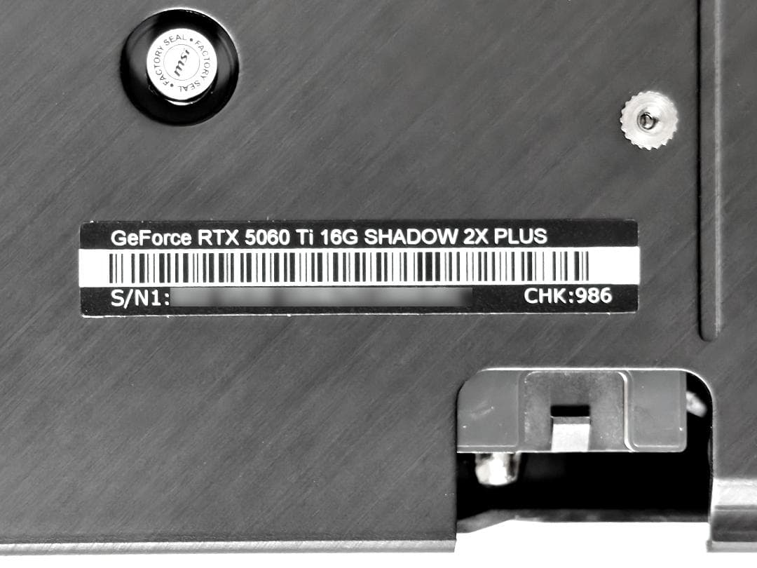 【ほぼ新品】MSI GeForce RTX 5060 Ti 16G