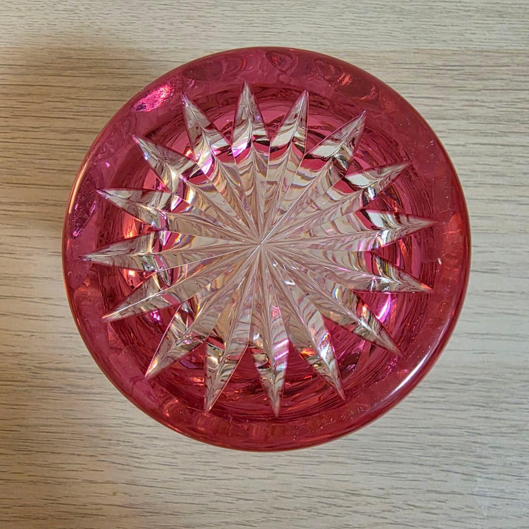 超希少品☆江戸切子 ロックグラス 金赤 花切子