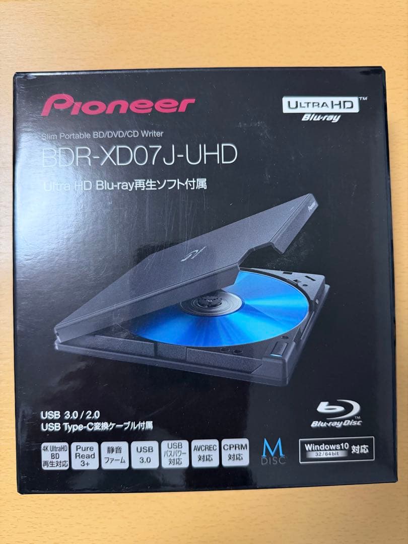 Pioneer BDR-XD07J-UHD ポータブルブルーレイドライブ