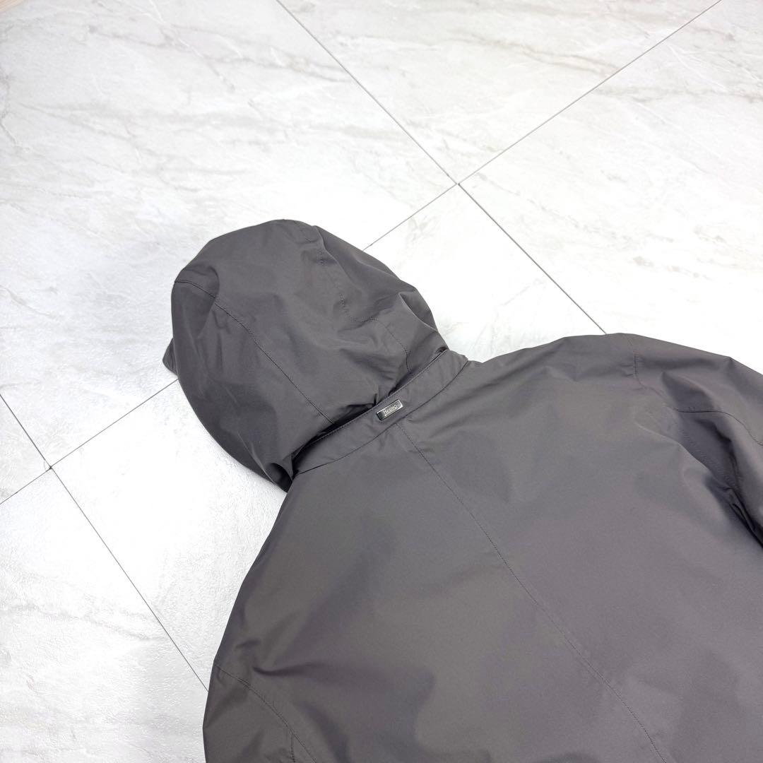 極美品 ヘルノ リゾート フード着脱可 ステンカラーコート グレー 46