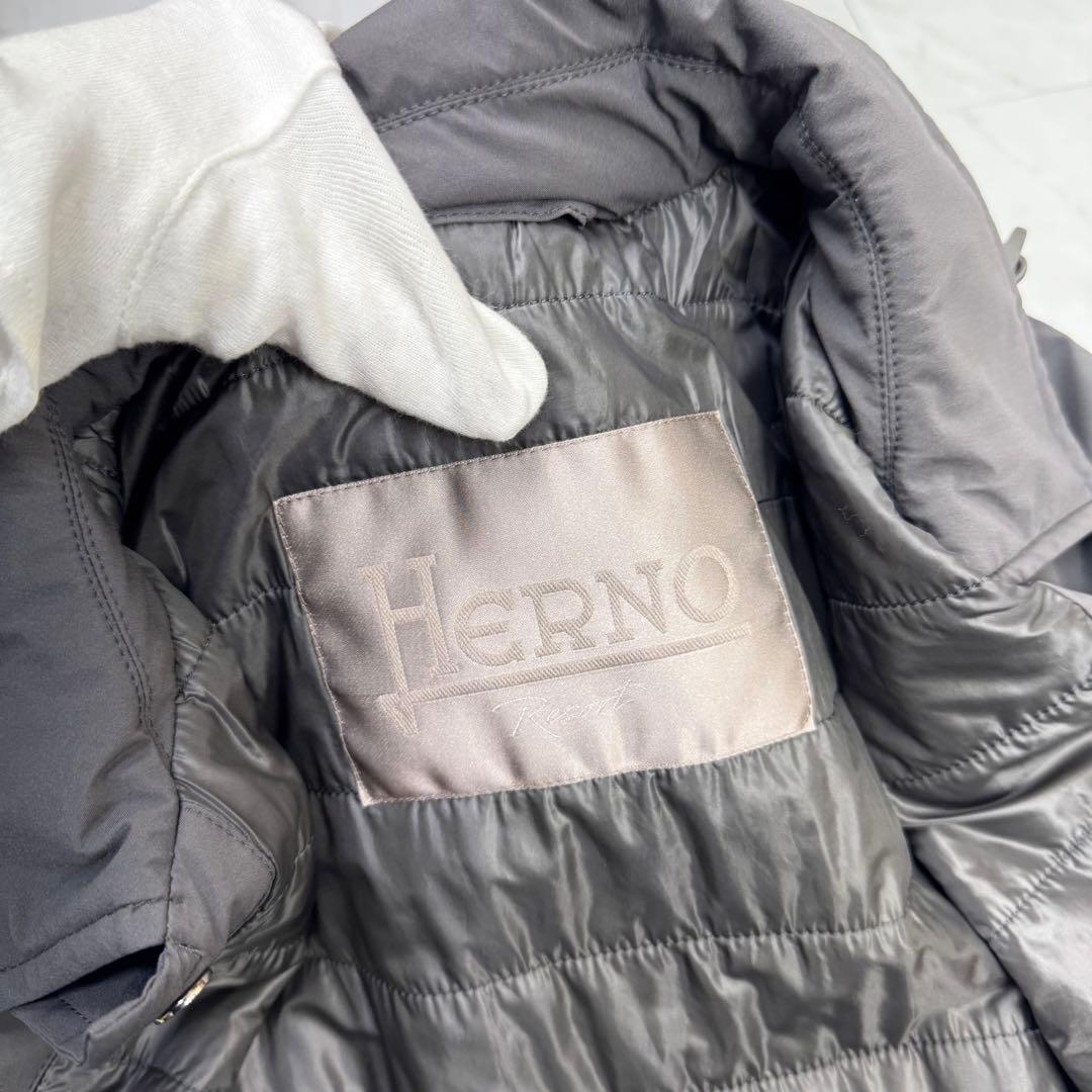 極美品 ヘルノ リゾート フード着脱可 ステンカラーコート グレー 46
