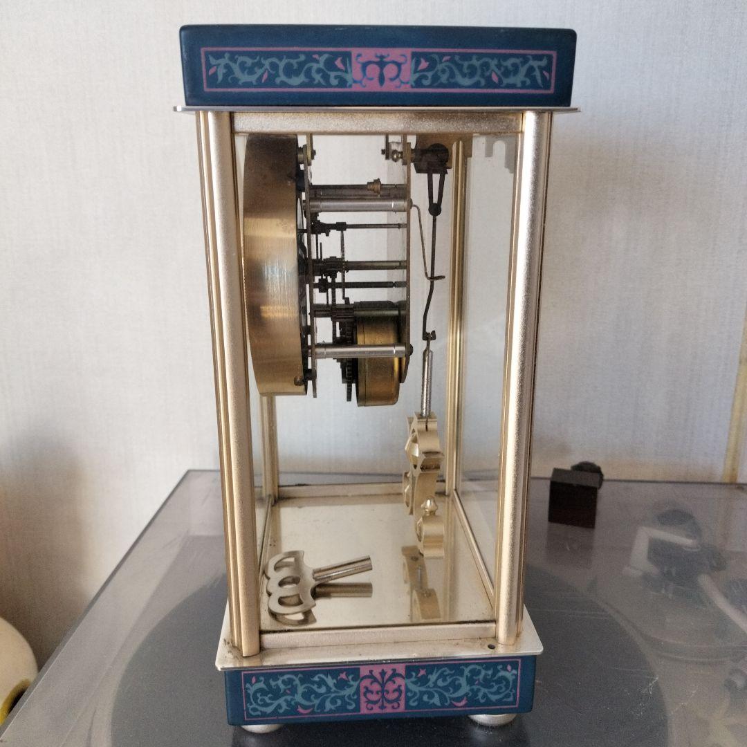 日本美術時計 Nマーク 手巻き ゼンマイ振り子式置時計 4面ガラス 【重厚感！】