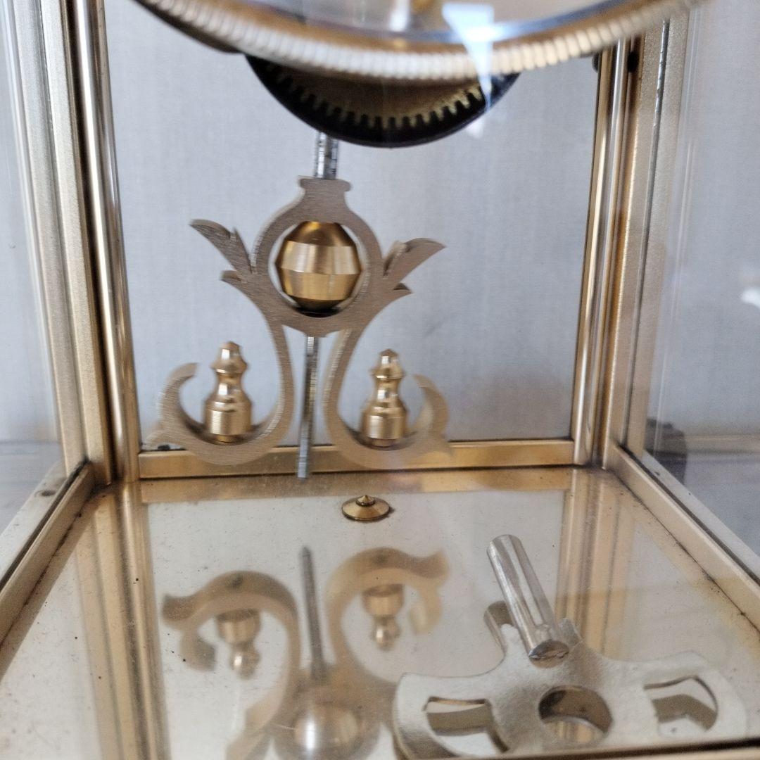 日本美術時計 Nマーク 手巻き ゼンマイ振り子式置時計 4面ガラス 【重厚感！】