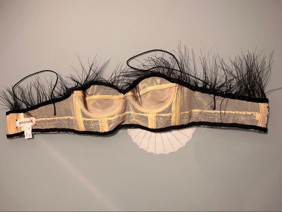 ⭕️ 美品 Rochas ロシャス スパンコール フェザー ブラトップ ビンテージ