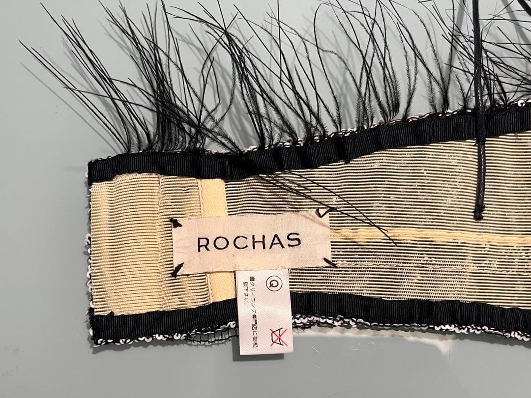 ⭕️ 美品 Rochas ロシャス スパンコール フェザー ブラトップ ビンテージ