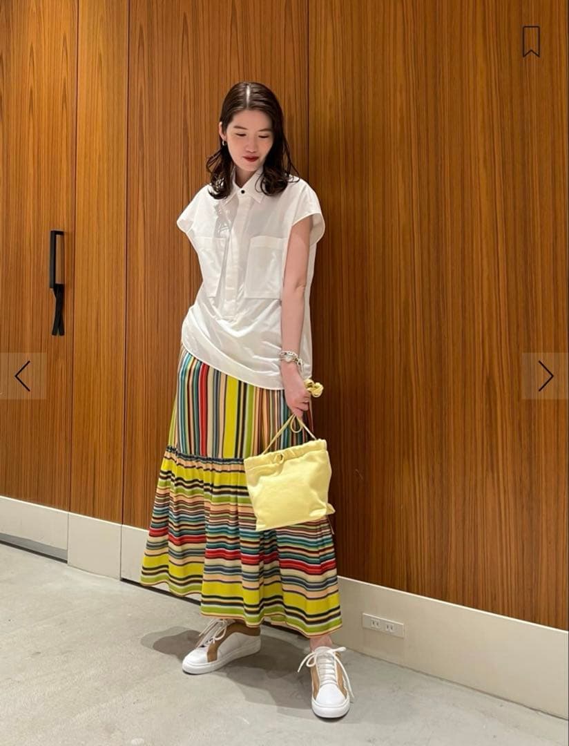 CABaN キャバン シルクマルチストライプ ティアードラップスカート