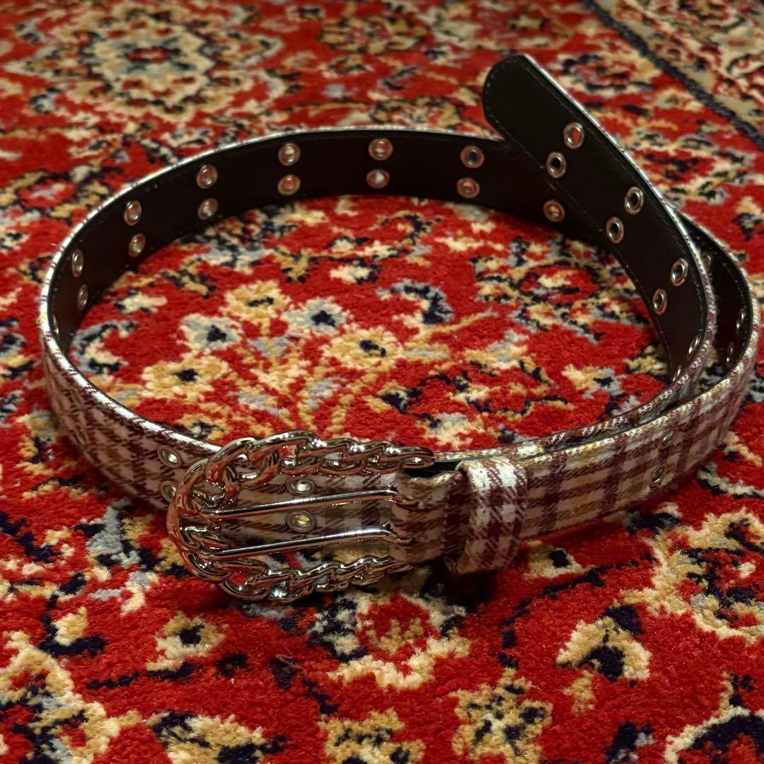 AFB FLANNEL CHECK BELT Mサイズ イエロー チェック柄