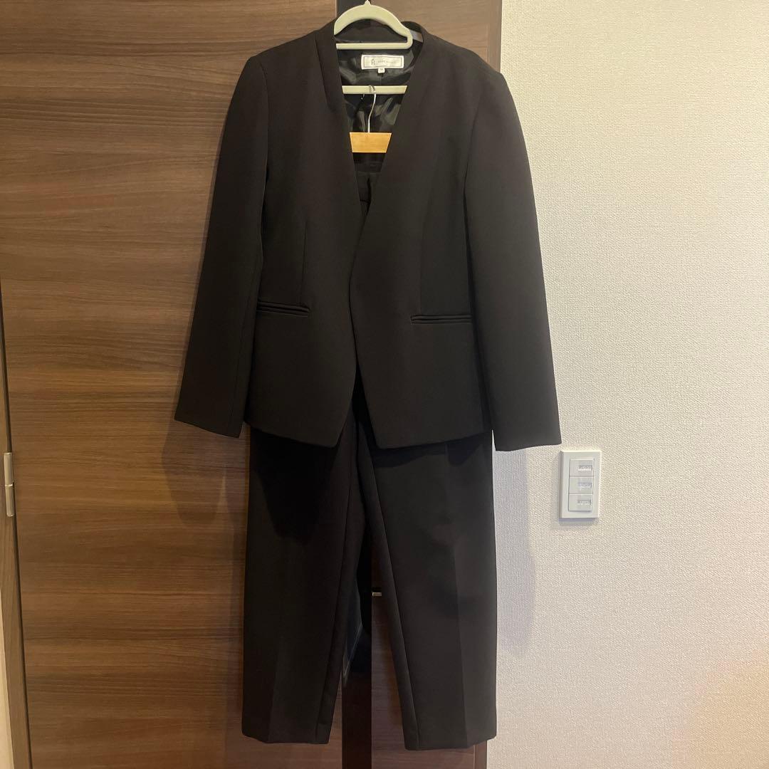 【極美品】ノーカラージャケット パンツスーツ ロペピクニック ブラック 38 M