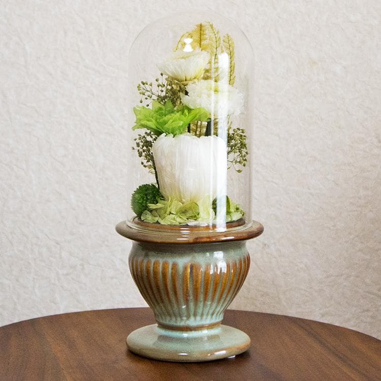 仏花 ドーム型一対（２個セット） 菊をベースにして ホワイト・グリーン