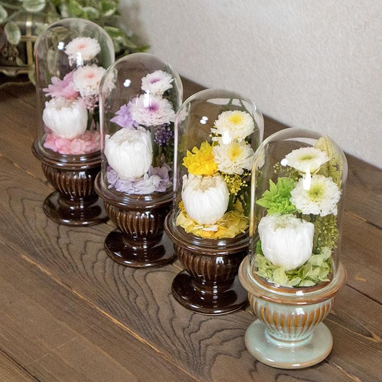 仏花 ドーム型一対（２個セット） 菊をベースにして ホワイト・グリーン