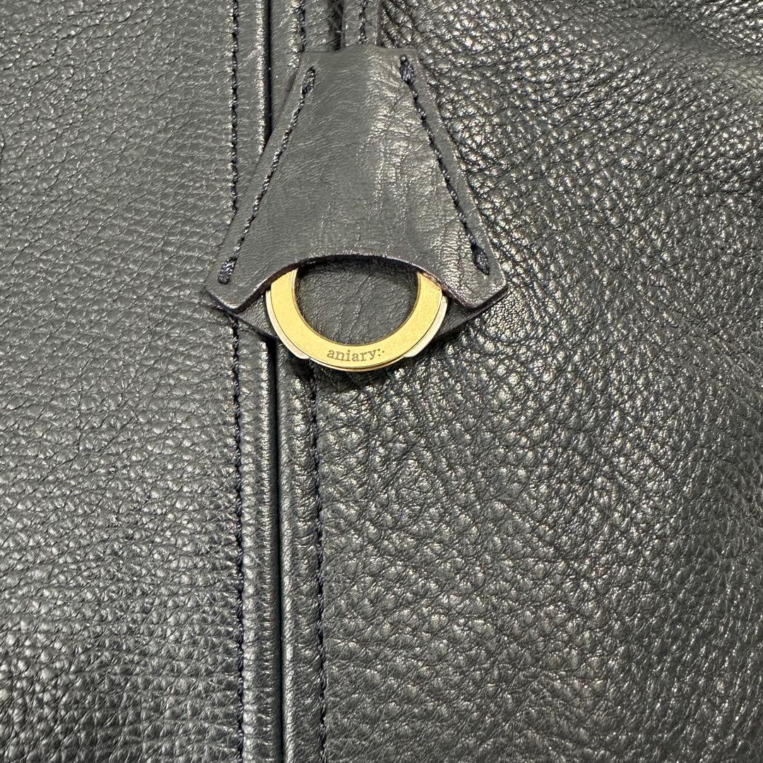美品　アニアリaniary ビジネストートバッグ　ネイビー　紺　レザー　大容量