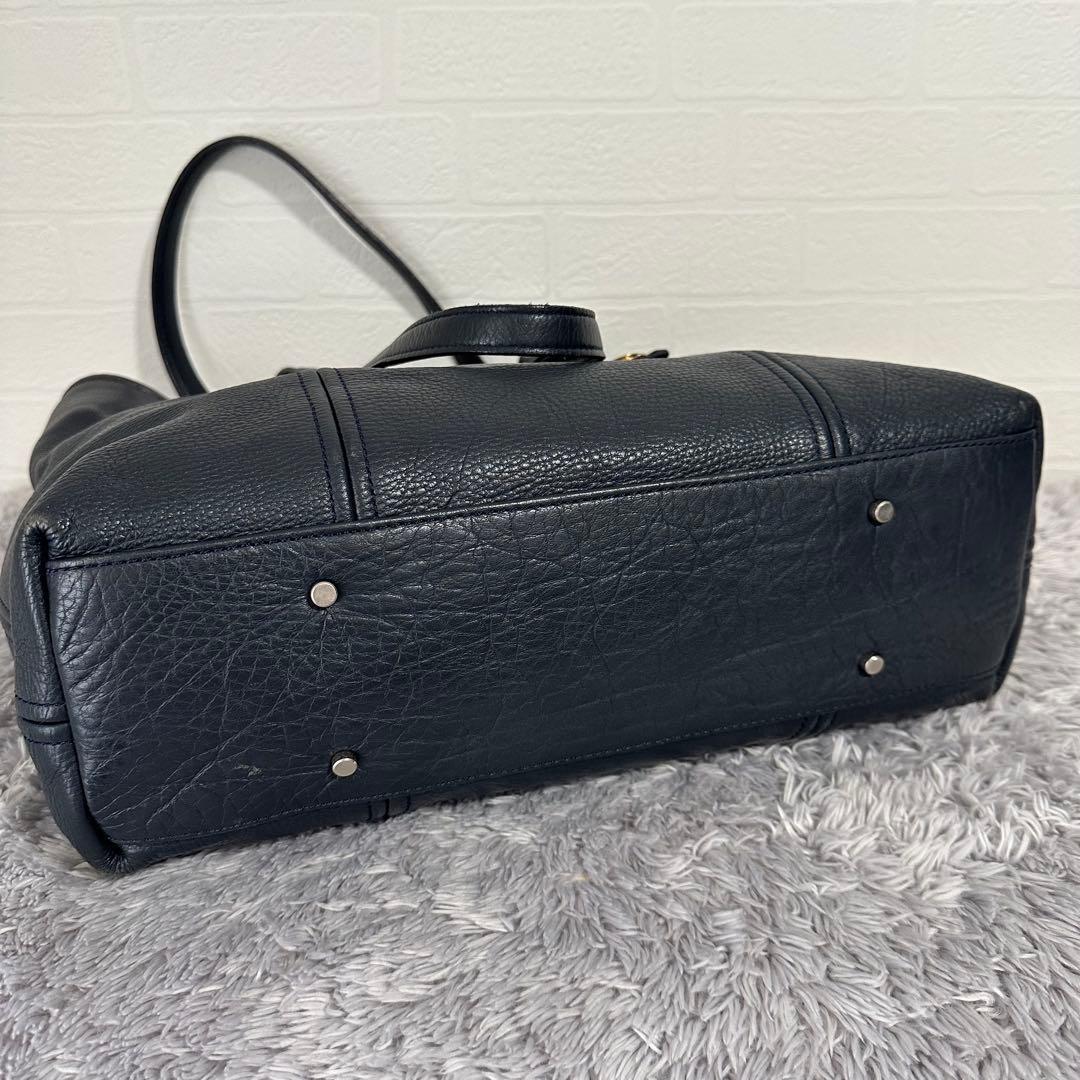 美品　アニアリaniary ビジネストートバッグ　ネイビー　紺　レザー　大容量