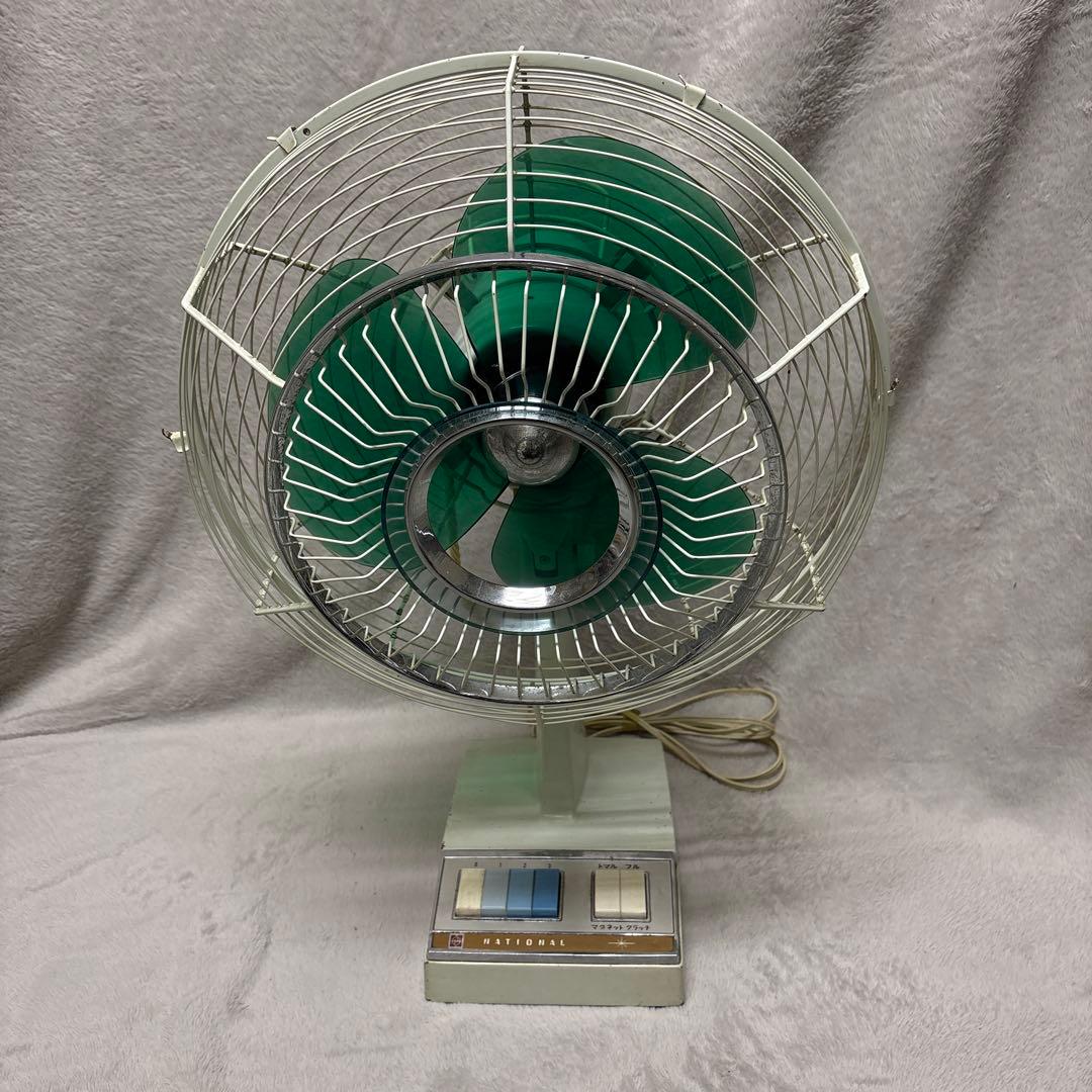 昭和レトロ緑色丸型家庭用扇風機