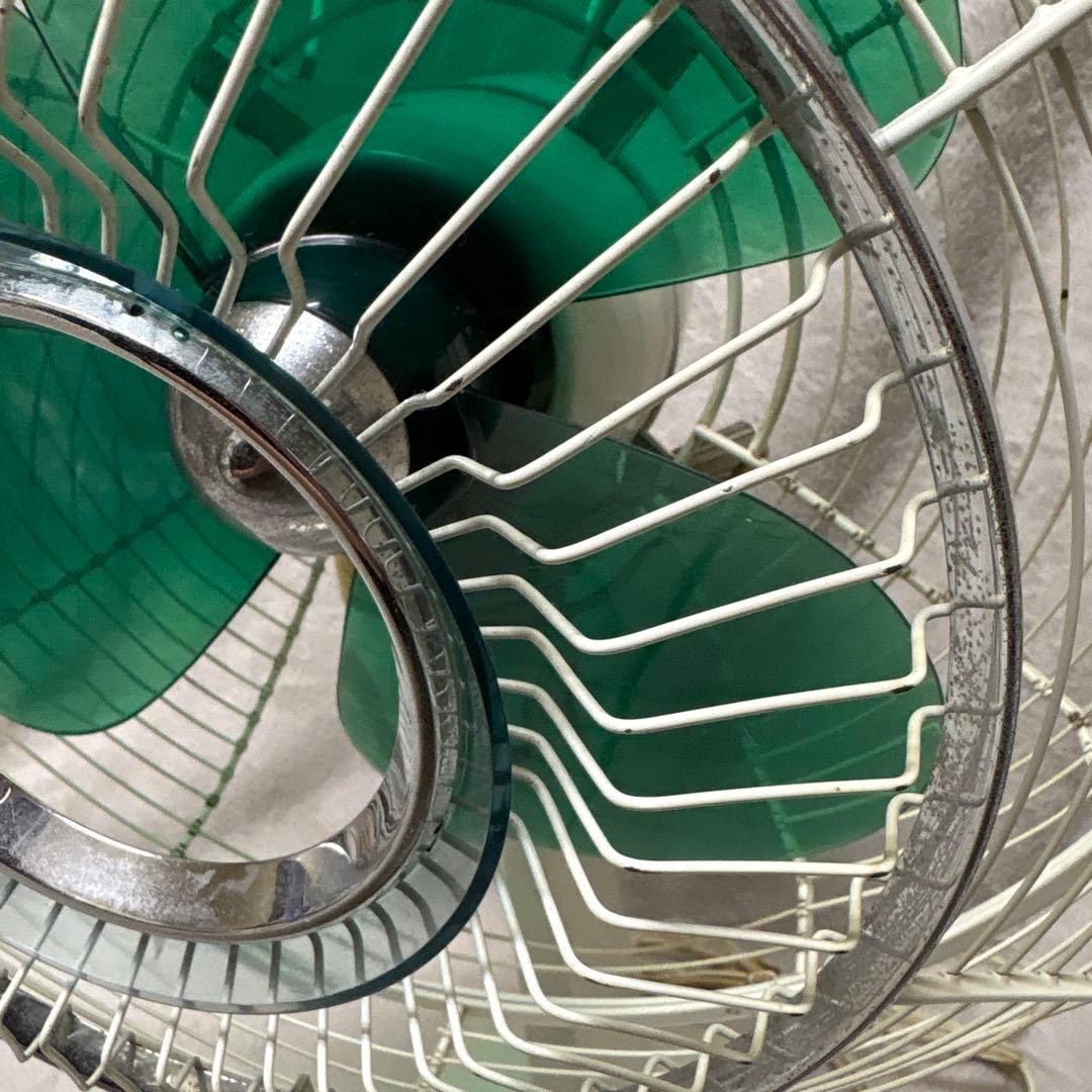 昭和レトロ緑色丸型家庭用扇風機