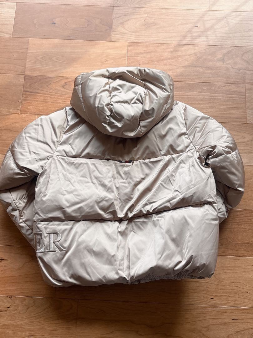 Mサイズ   サテン ダウンジャケット ベージュ