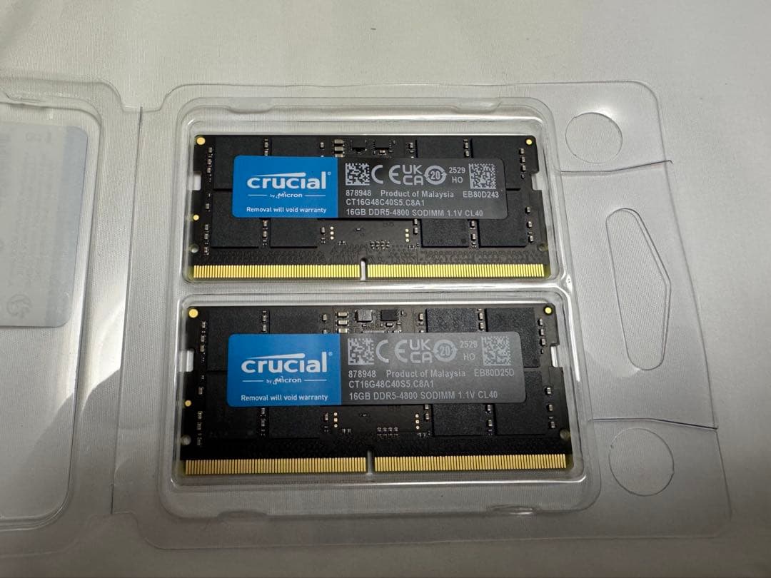 メモリー Crucial RAM 32GB(2x16GB) DDR5 4800MHz