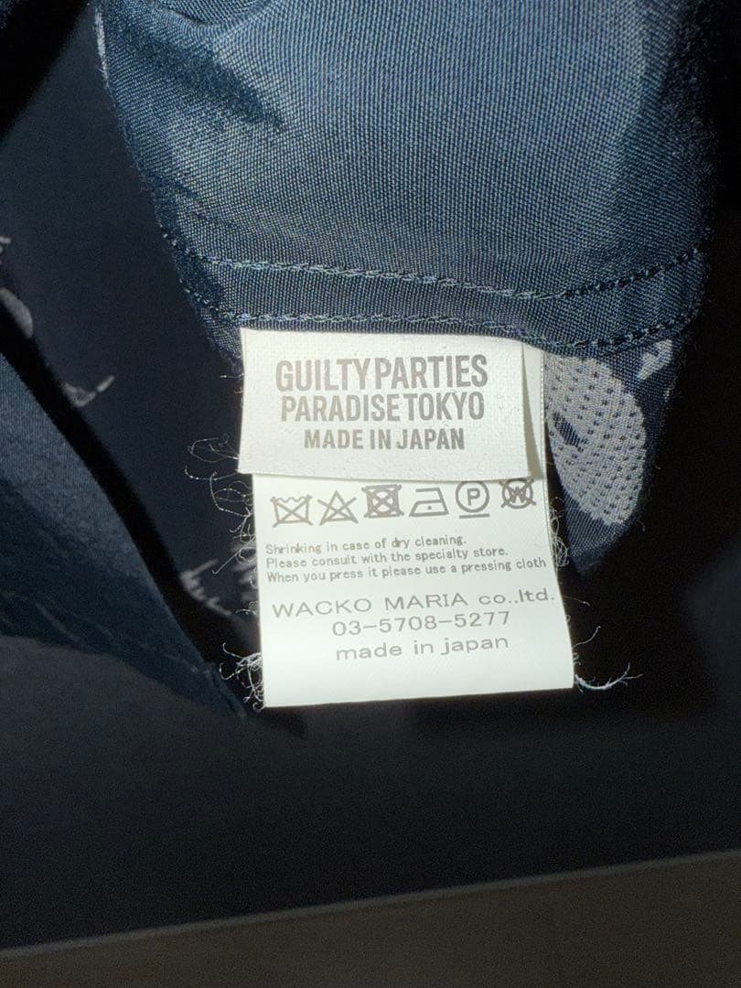 wacko mariaレコード シャツ 長袖 ネイビー