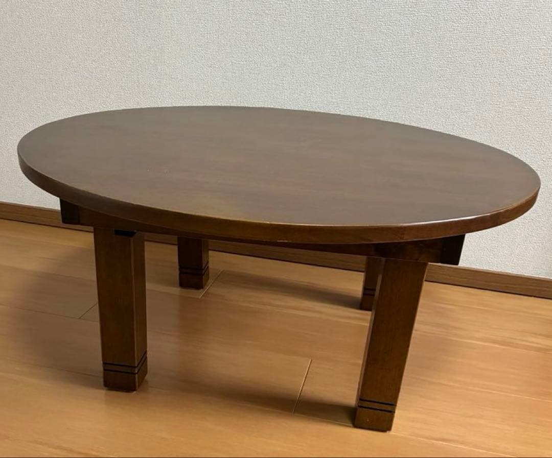 丸いちゃぶ台　折りたたみ式円形テーブル 直径70cm ダークブラウン　昭和レトロ