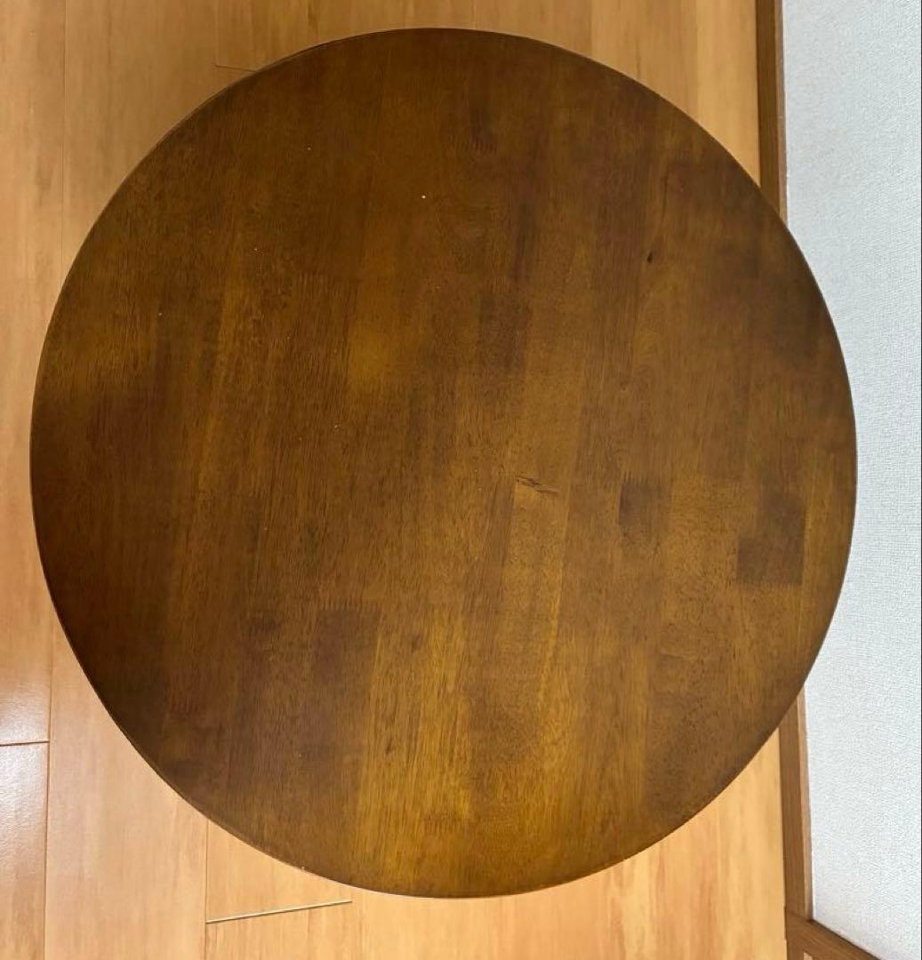 丸いちゃぶ台　折りたたみ式円形テーブル 直径70cm ダークブラウン　昭和レトロ