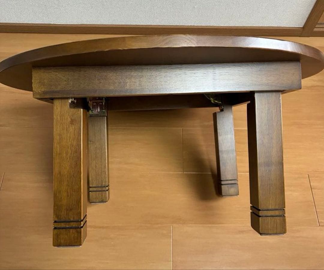 丸いちゃぶ台　折りたたみ式円形テーブル 直径70cm ダークブラウン　昭和レトロ