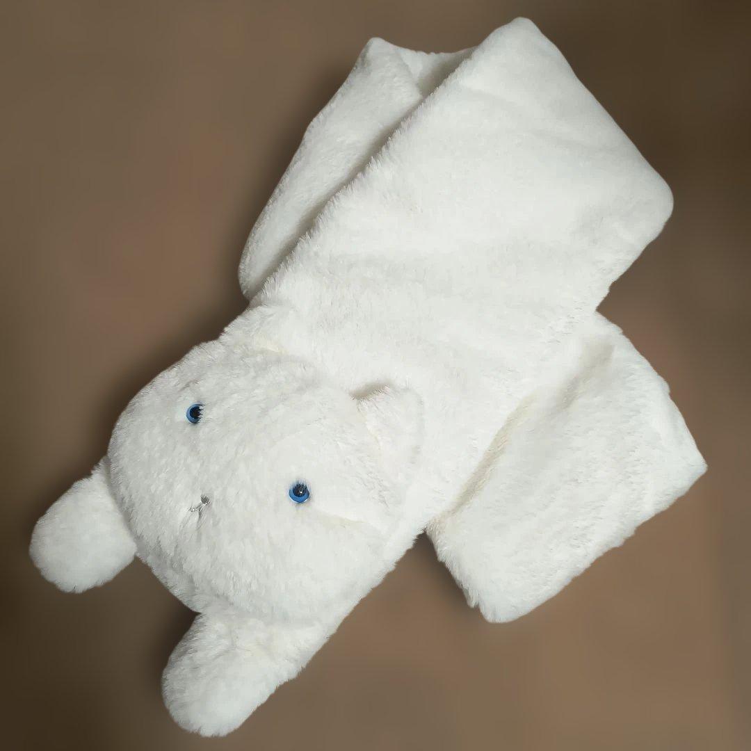 PINK HOUSEフワフワ起毛素材 猫ちゃんホワイトマフラー（未使用、保管品）