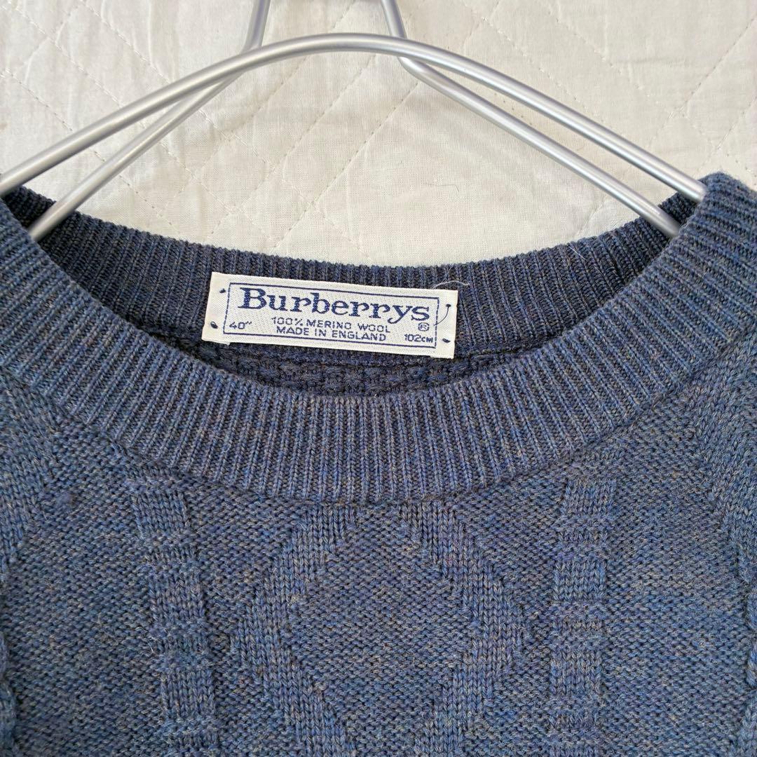 Burberrys 刺繍 ケーブルニット メリノウール ヴィンテージ 古着