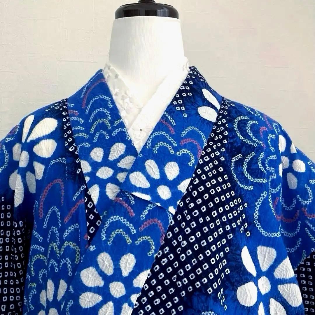 専用chaps❤️様 有松絞り　浴衣　上質　花模様　身丈160cm トーN2-78