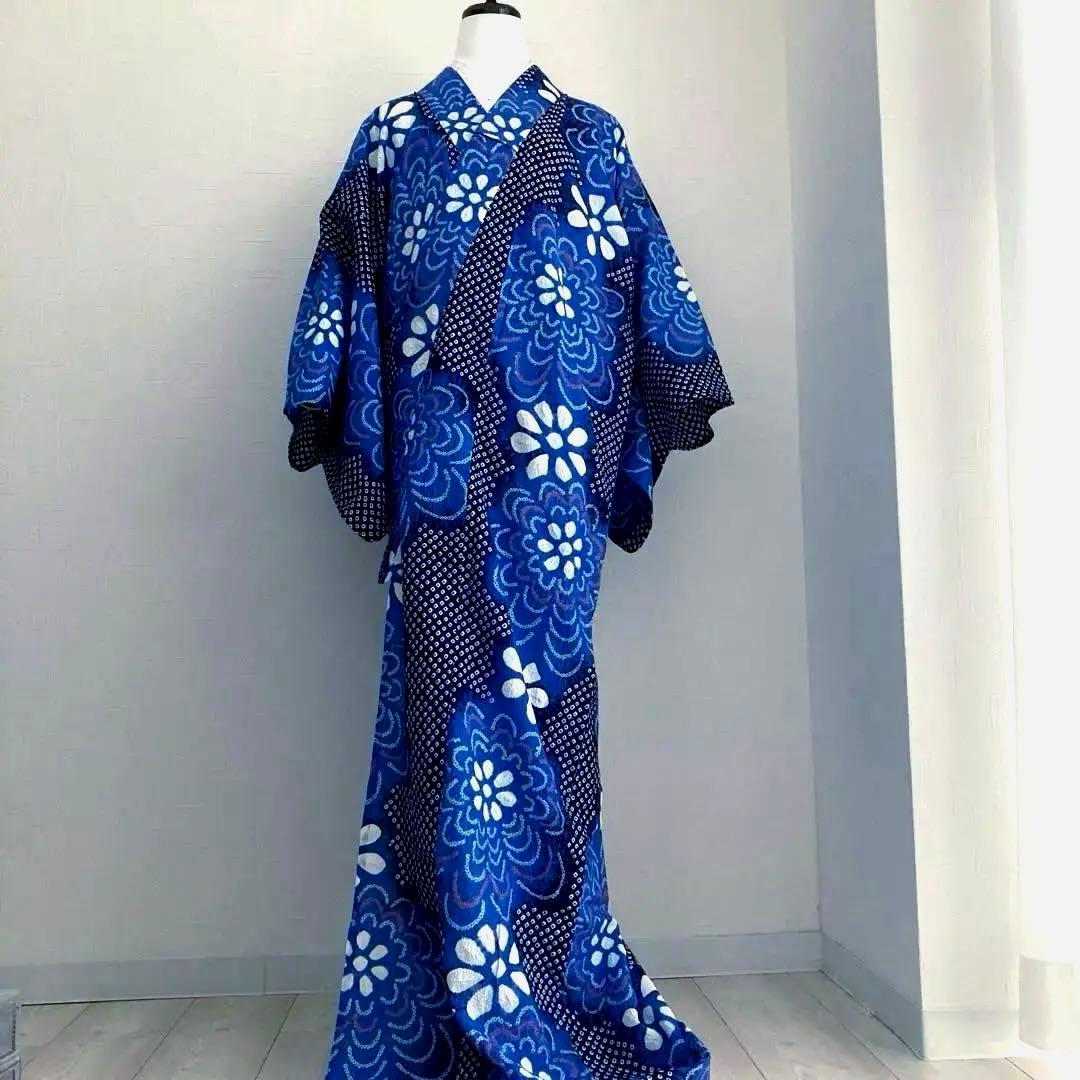 専用chaps❤️様 有松絞り　浴衣　上質　花模様　身丈160cm トーN2-78