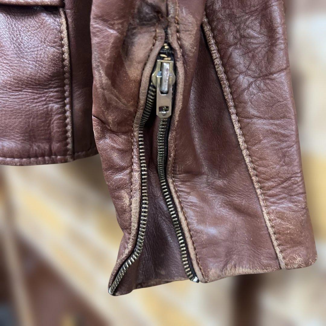 ジ*ン様 ヴィンテージVANSON ブラウンレザーライダージャケット