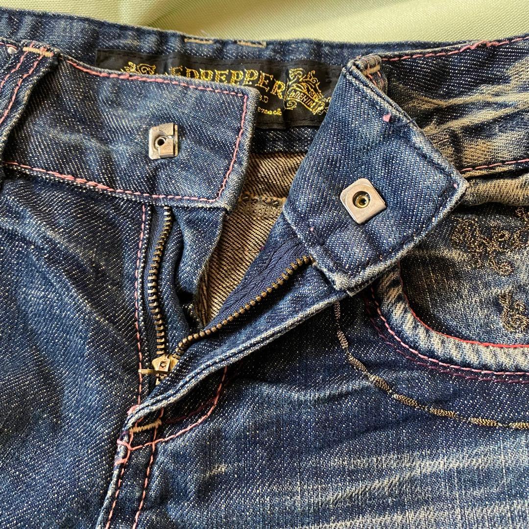 レッドペッパー　フレア　 デニム　27 インディゴ　刺繍　スタッズ　y2k 平成