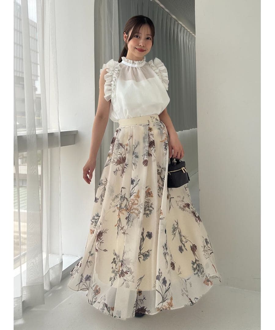 FRAY I.D ボタニカルプリントシアータックスカート フレイアイディ