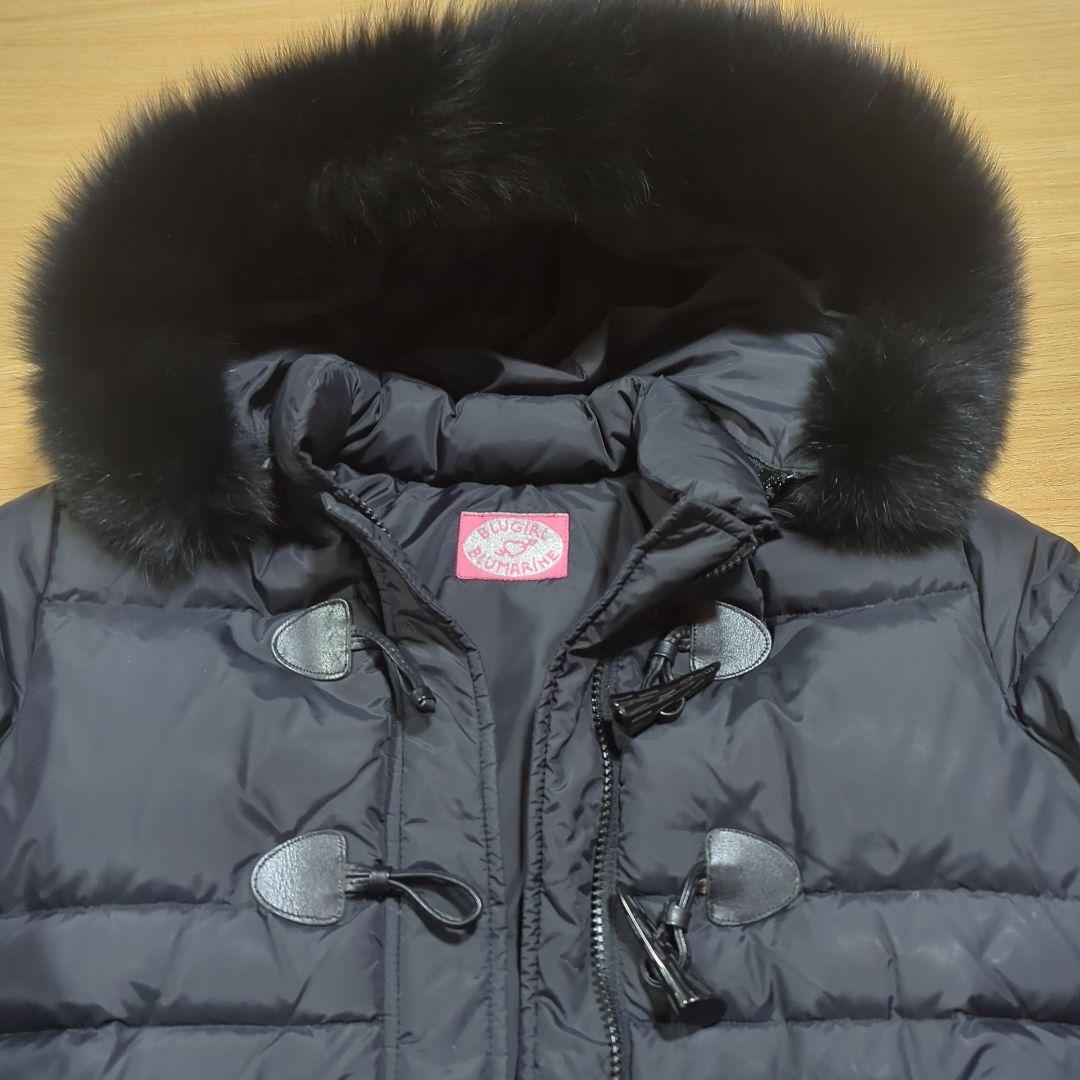BLUGIRL BLUMARINE ファー付きフード ブラックダウンジャケット