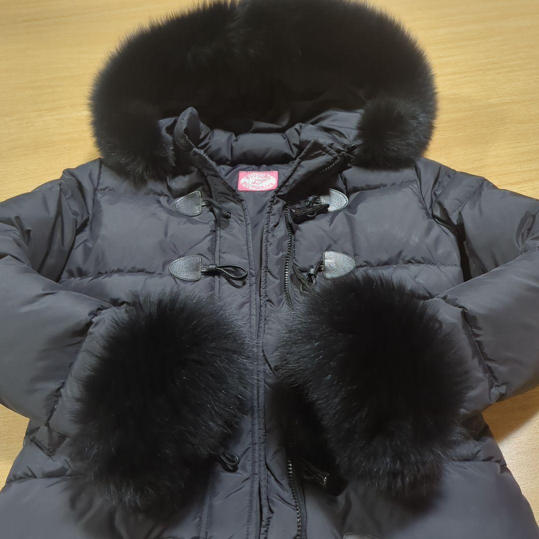 BLUGIRL BLUMARINE ファー付きフード ブラックダウンジャケット