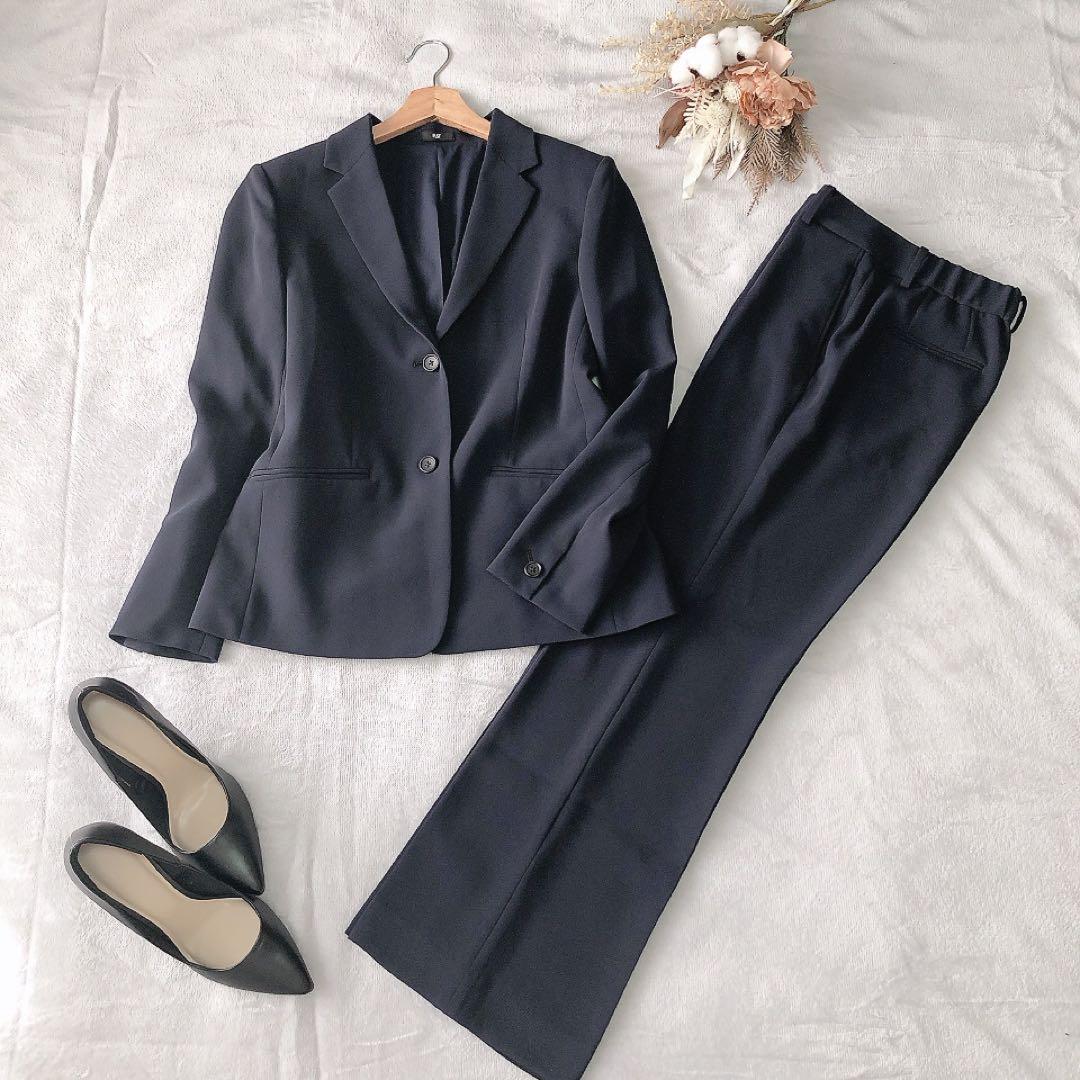 【美品】2025 PLST トリアセブレンド パンツスーツ M-S ネイビー