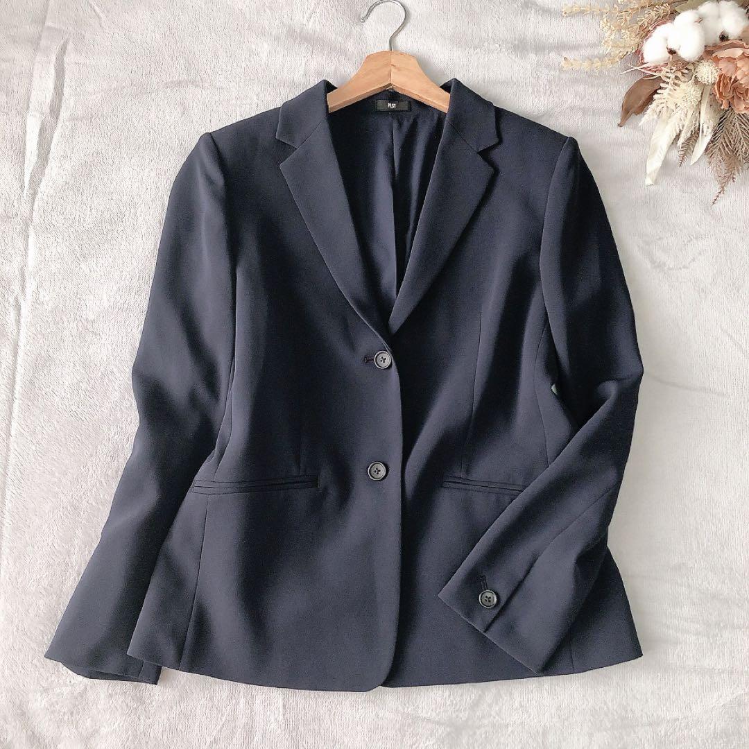 【美品】2025 PLST トリアセブレンド パンツスーツ M-S ネイビー