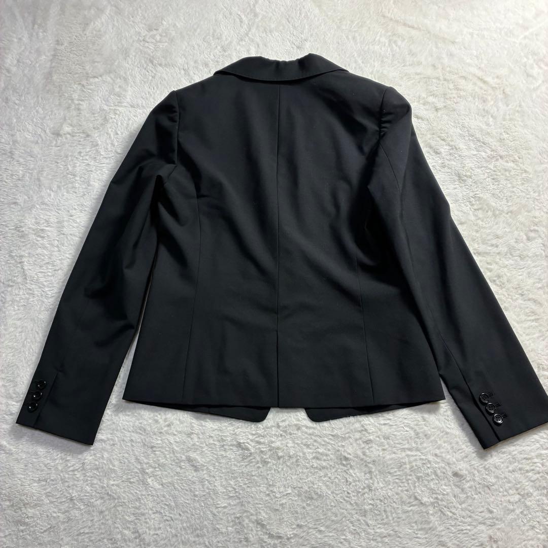 極美品 コムサイズム パンツスーツ ２点セット 黒 ブラック ウール混 春物