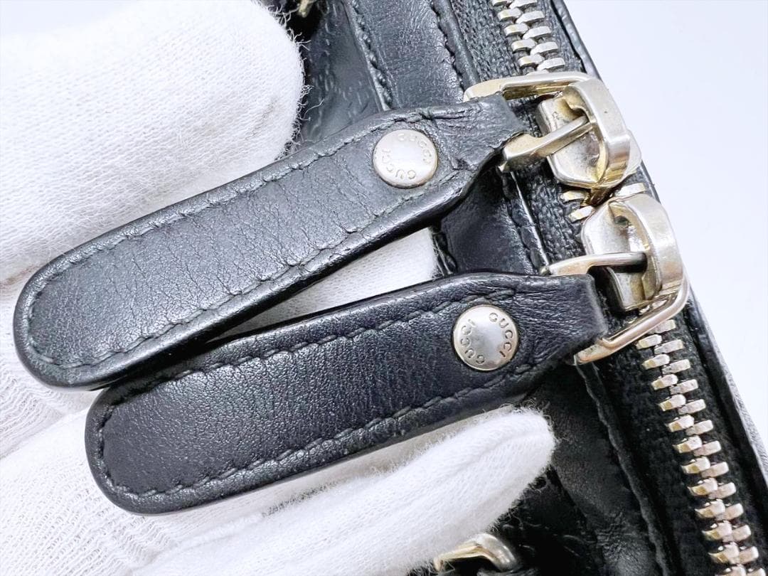 GUCCI　グッチ　マクロシマ　エンボス　ハンドバッグ　黒　449663